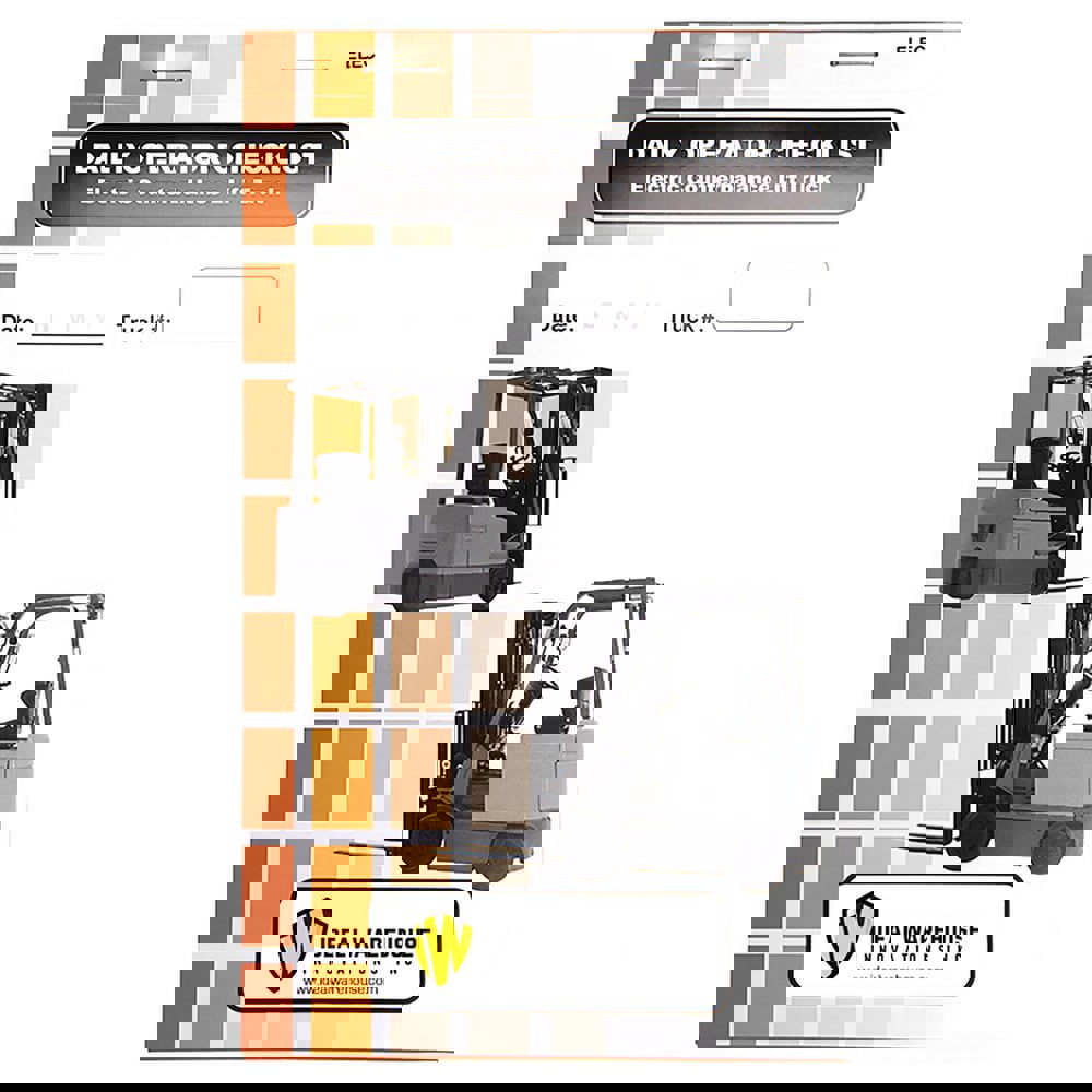 Information Centers, Stations & Binders; Product Type: Inspection Checklist ; Topic: Electric Counterbalance ; Language: English ; UNSPSC Code: 60106108